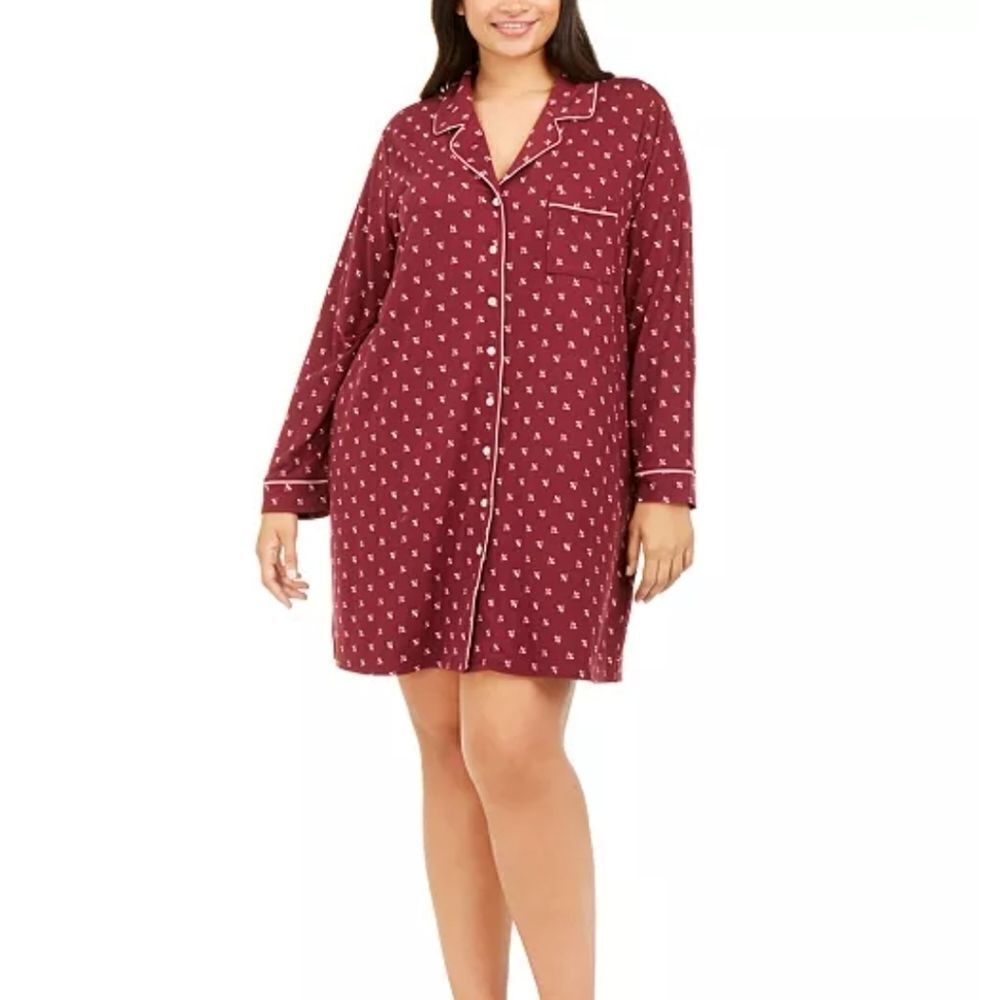 Alfani Plus Size Printed Sleepshirt Nightgown